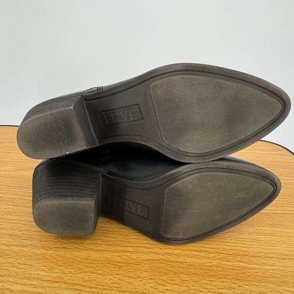 Frye Judith boots double zip women's 7 ankle bootie block heel leather black - Picture 10 of 10